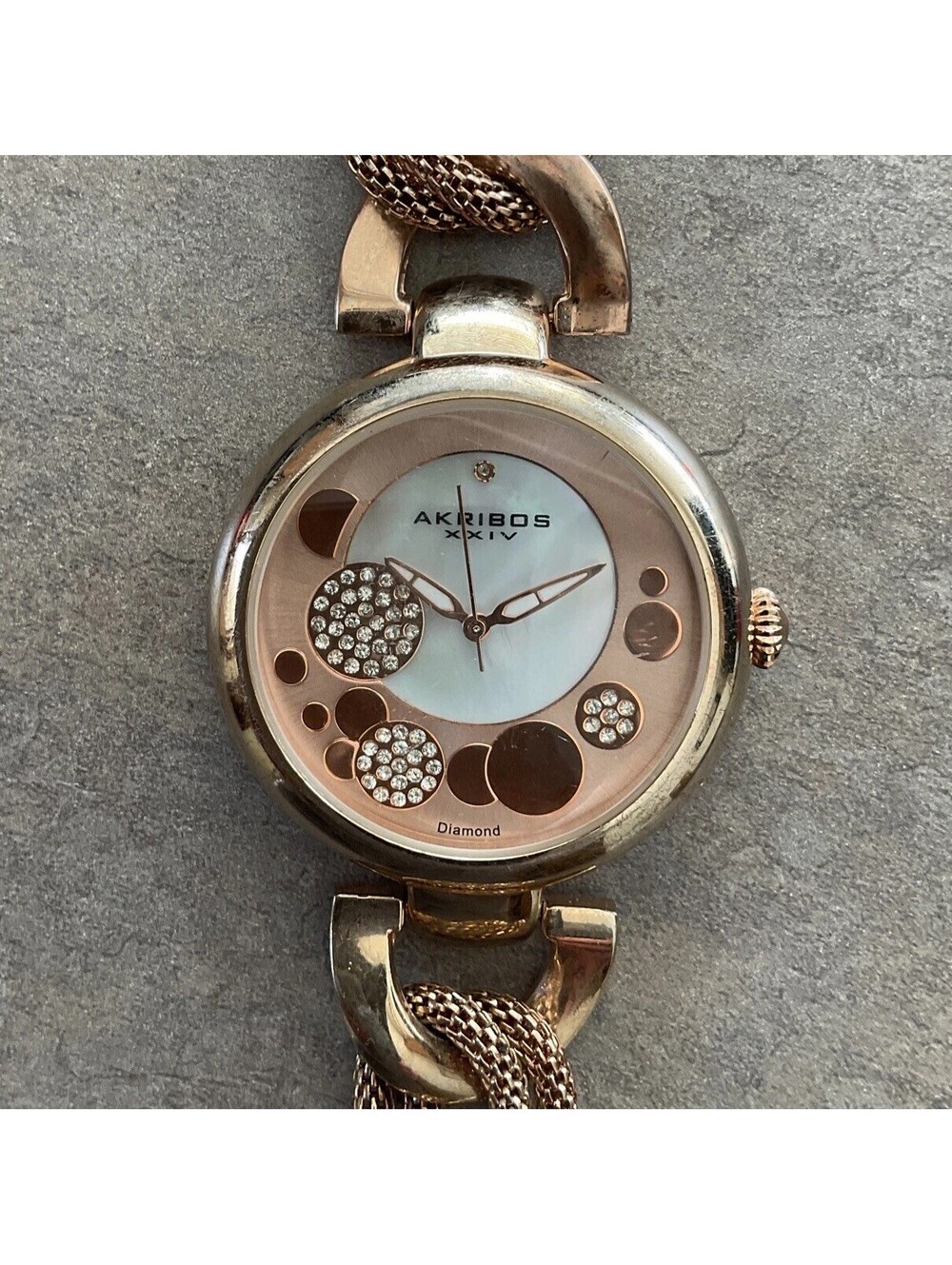 Akribos XXIV AK643RG Diamond Markers MOP Flower Dial Womens Watch BW